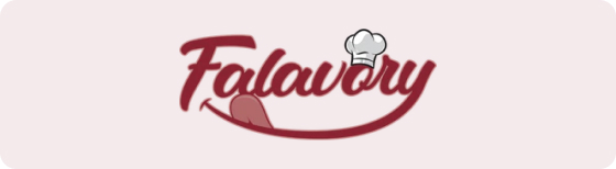 Falavory logo with pink background.